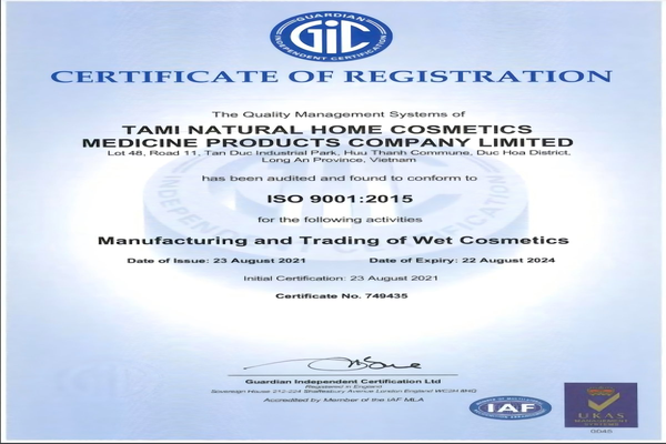 ISO 9001 认证证书